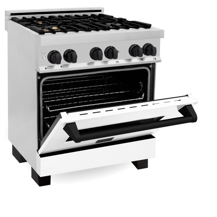 ZLINE 30" Autograph Dual Fuel Range, White Door, RAZ - WM - 30 - MB - Farmhouse Kitchen and Bath