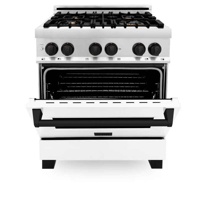 ZLINE 30" Autograph Dual Fuel Range, White Door, RAZ - WM - 30 - MB - Farmhouse Kitchen and Bath