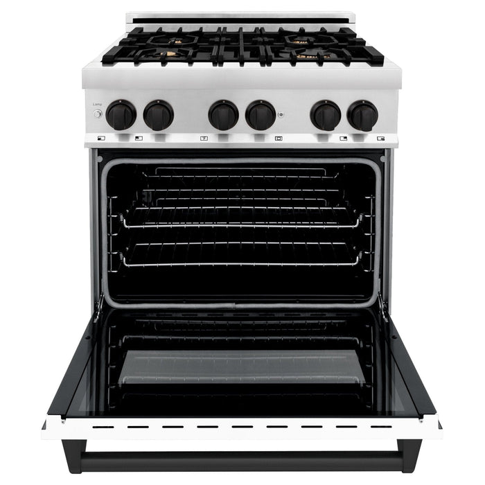 ZLINE 30" Autograph Dual Fuel Range, White Door, RAZ - WM - 30 - MB - Farmhouse Kitchen and Bath