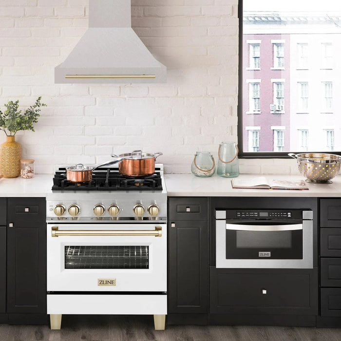 ZLINE 30" Autograph DuraSnow Stainless Steel Hood 8654SNZ - 30 - G - Farmhouse Kitchen and Bath