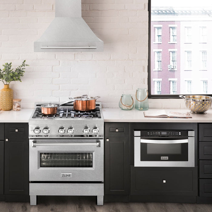 ZLINE 30" Autograph DuraSnow Stainless Steel Wall Range Hood 8654SNX - 30 - Farmhouse Kitchen and Bath