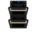 ZLINE 30" Autograph Edition Double Wall Oven with Self Clean and True Convection in Black Stainless Steel Gold Accent AWDZ - 30 - BS - G - Farmhouse Kitchen and Bath