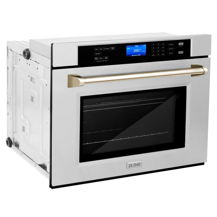 ZLINE 30" Autograph Edition Single Wall Oven with Self Clean and True Convection in Stainless Steel AWSZ - 30 - G - Farmhouse Kitchen and Bath