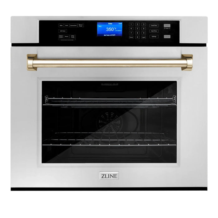 ZLINE 30" Autograph Edition Single Wall Oven with Self Clean and True Convection in Stainless Steel AWSZ - 30 - G - Farmhouse Kitchen and Bath