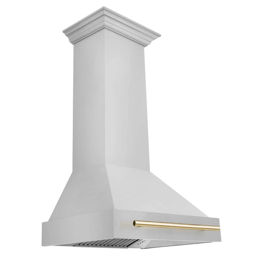 ZLINE 30" Autograph Stainless Wall Range Hood, White, 8654STZ - 30 - G - Farmhouse Kitchen and Bath