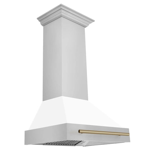 ZLINE 30" Autograph Stainless Wall Range Hood, White, 8654STZ - WM30 - CB - Farmhouse Kitchen and Bath