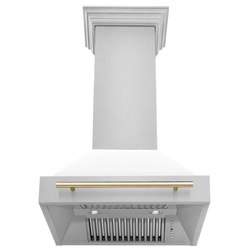 ZLINE 30" Autograph Stainless Wall Range Hood, White, 8654STZ - WM30 - G - Farmhouse Kitchen and Bath