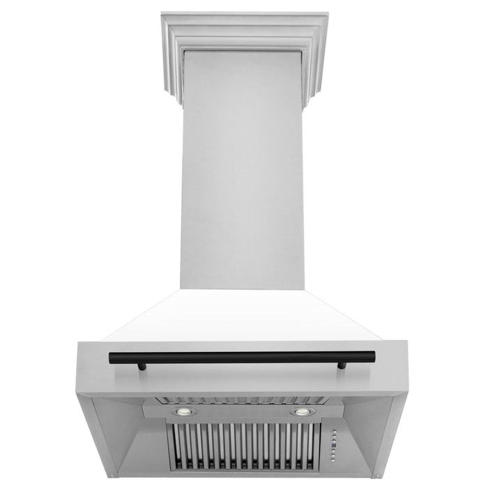 ZLINE 30" Autograph Stainless Wall Range Hood, White, 8654STZ - WM30 - MB - Farmhouse Kitchen and Bath