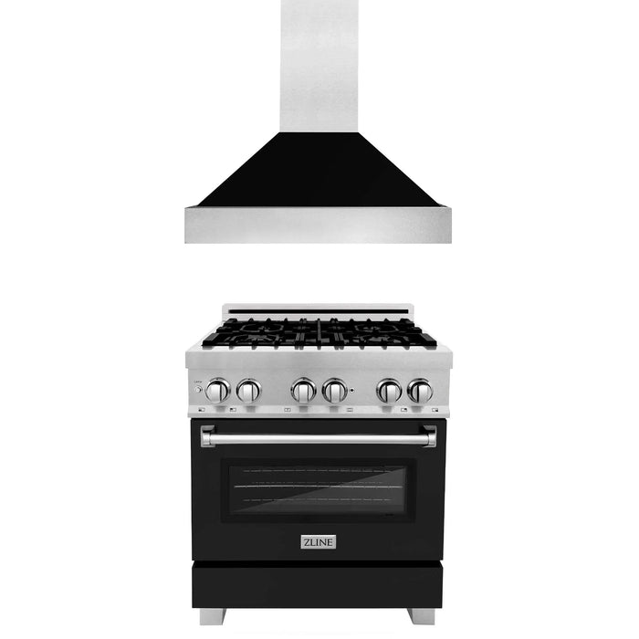 ZLINE 30" Bundle Range RAS - BLM - 30 & Range Hood 8654BLM - 30, 2KP - RASBLMRH30 - Farmhouse Kitchen and Bath