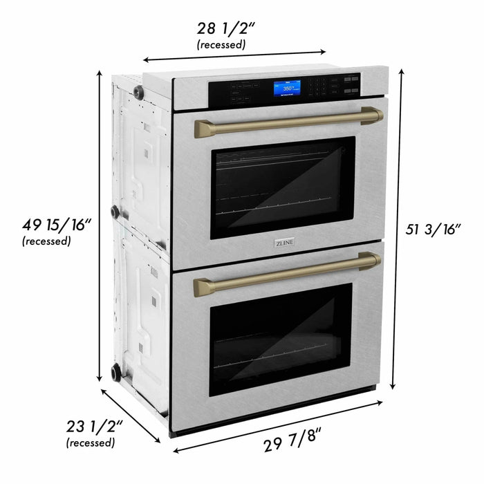 ZLINE 30" Double Wall Oven, DuraSnow Finish, Self Cleaning, AWDSZ - 30 - CB - Farmhouse Kitchen and Bath