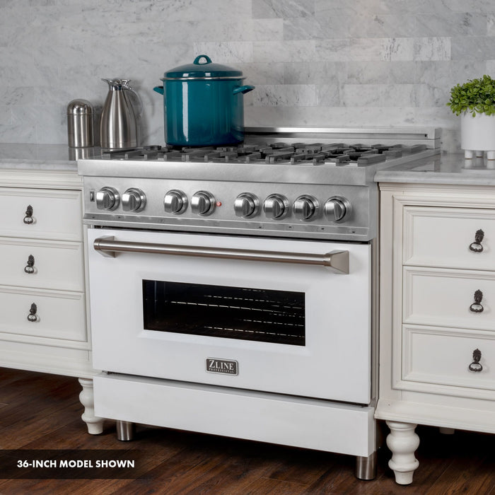 ZLINE 30" Dual Fuel Range, DuraSnow, Stainless, White Matte Door, RAS - WM - 30 - Farmhouse Kitchen and Bath