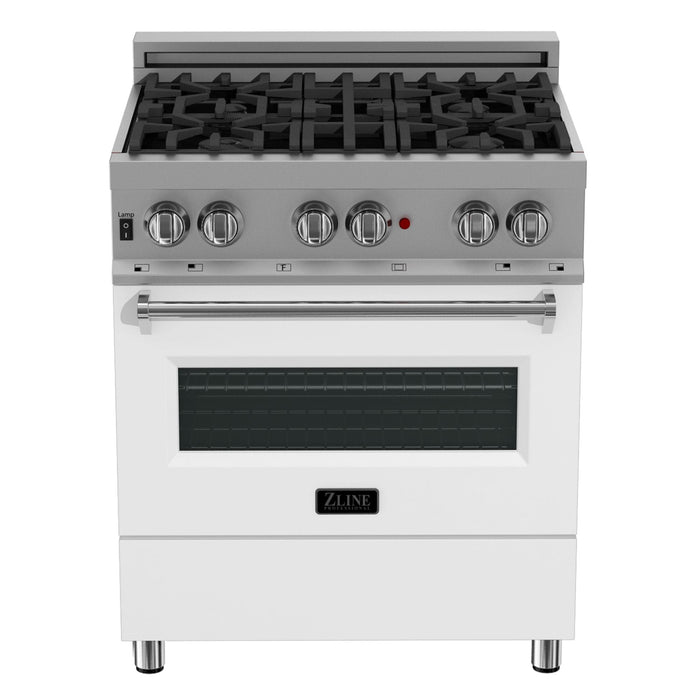 ZLINE 30" Dual Fuel Range, DuraSnow, Stainless, White Matte Door, RAS - WM - 30 - Farmhouse Kitchen and Bath