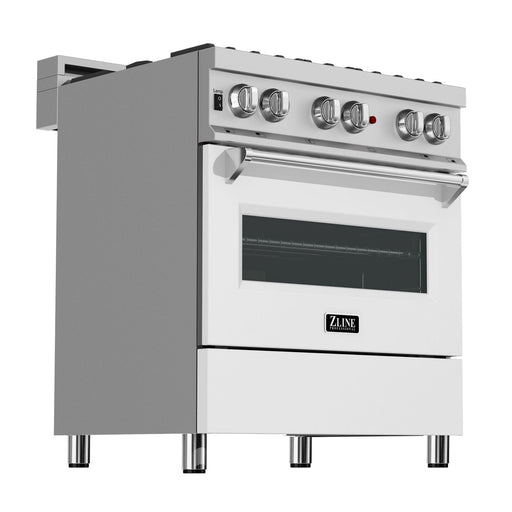 ZLINE 30" Dual Fuel Range, DuraSnow, Stainless, White Matte Door, RAS - WM - 30 - Farmhouse Kitchen and Bath