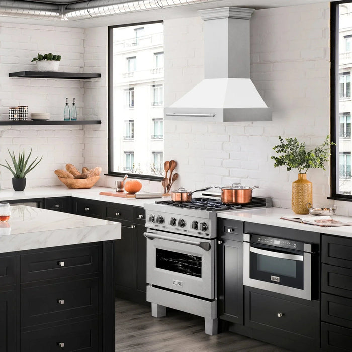 ZLINE 30" DuraSnow® Stainless Steel Range Hood 8654SNX - WM - 30 - Farmhouse Kitchen and Bath