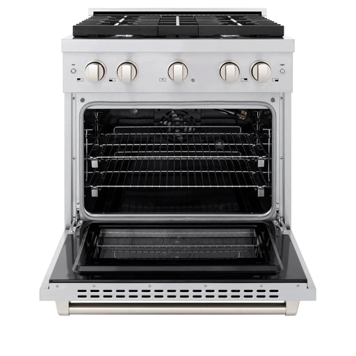 ZLINE 30 in. 4.2 cu. ft. 4 Burner Gas Range with Convection Gas Oven in Stainless Steel, SGR30 - Farmhouse Kitchen and Bath