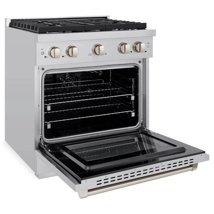 ZLINE 30 in. 4.2 cu. ft. 4 Burner Gas Range with Convection Gas Oven in Stainless Steel, SGR30 - Farmhouse Kitchen and Bath