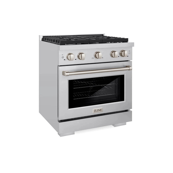ZLINE 30 in. 4.2 cu. ft. 4 Burner Gas Range with Convection Gas Oven in Stainless Steel, SGR30 - Farmhouse Kitchen and Bath