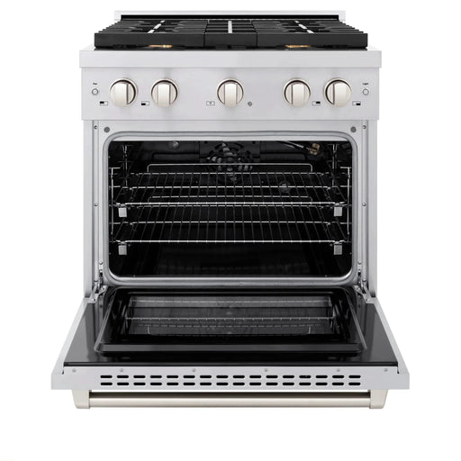 ZLINE 30 In. Gas Range, Stainless Steel w/ Brass Burners, SGR - BR - 30 - Farmhouse Kitchen and Bath