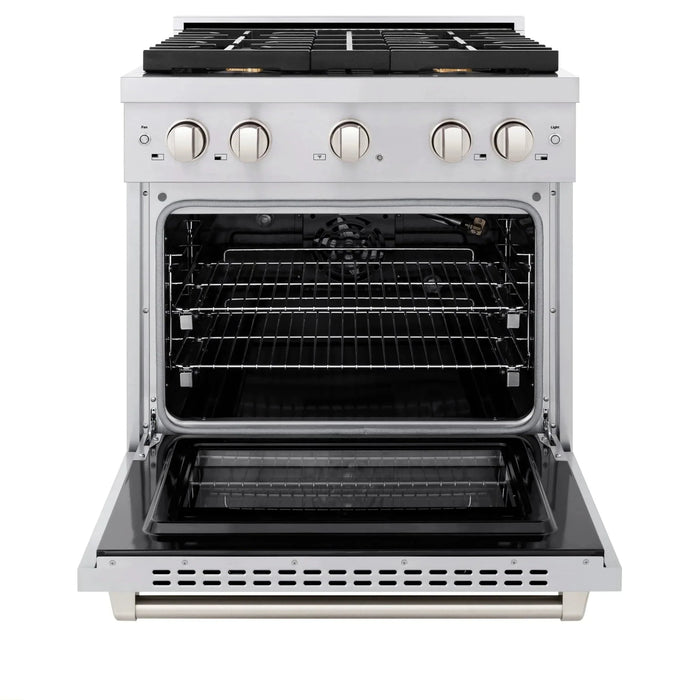 ZLINE 30 In. Gas Range, Stainless Steel w/ Brass Burners, SGR - BR - 30 - Farmhouse Kitchen and Bath
