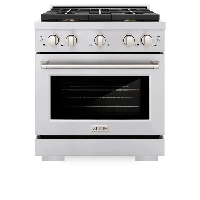 ZLINE 30 In. Gas Range, Stainless Steel w/ Brass Burners, SGR - BR - 30 - Farmhouse Kitchen and Bath