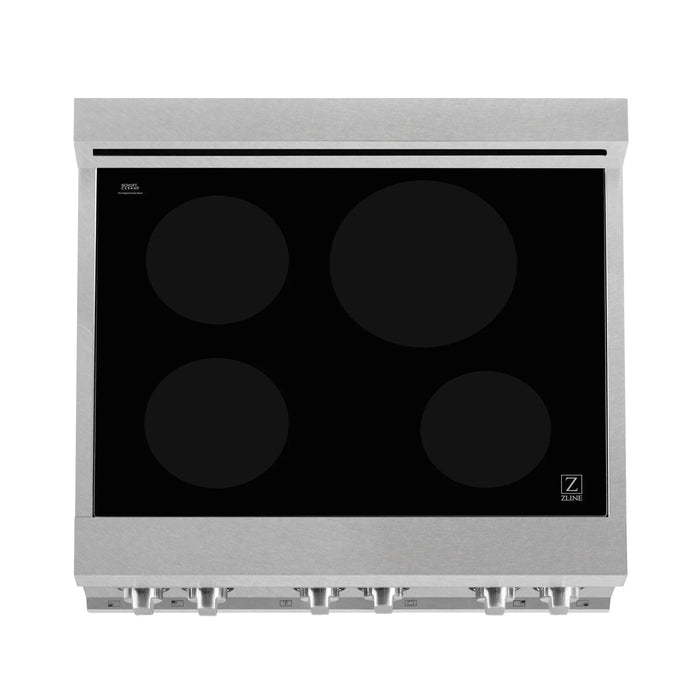 ZLINE 30" Induction Range in DuraSnow with a 4 Element Stove and Electric Oven RAINDS - BLM - 30 - Farmhouse Kitchen and Bath