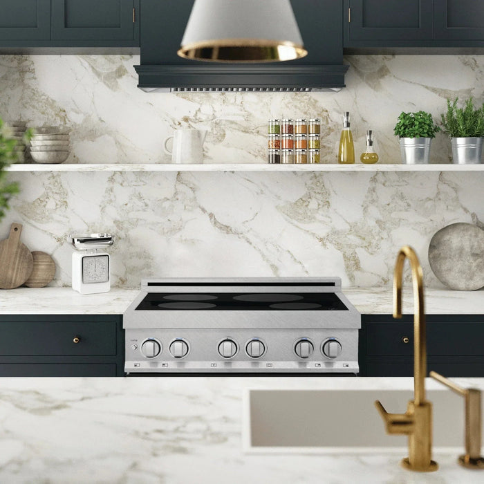 ZLINE 30" Induction Range in DuraSnow with a 4 Element Stove and Electric Oven RAINDS - BLM - 30 - Farmhouse Kitchen and Bath