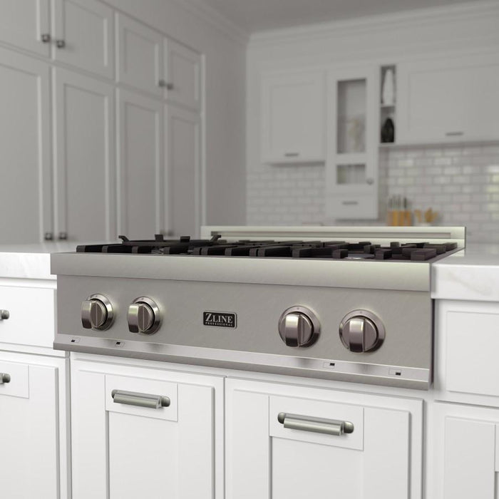 ZLINE 30" Porcelain Rangetop, DuraSnow, Stainless Steel, RTS - 30 - Farmhouse Kitchen and Bath