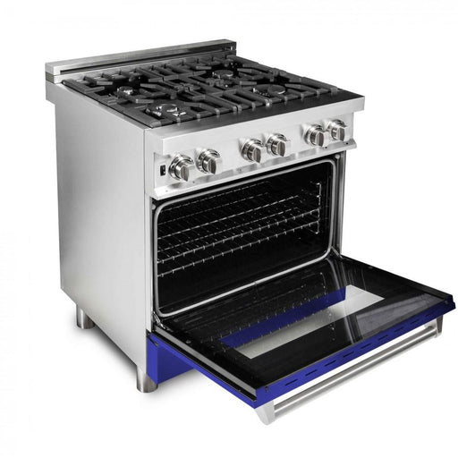 ZLINE 30" Professional Dual Fuel Range, Blue Matte Door, RA - BM - 30 - Farmhouse Kitchen and Bath
