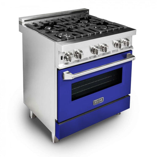 ZLINE 30" Professional Dual Fuel Range, Blue Matte Door, RA - BM - 30 - Farmhouse Kitchen and Bath