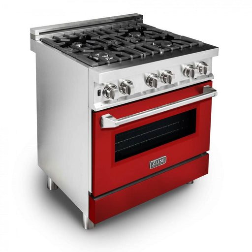 ZLINE 30" Professional Dual Fuel Range, Red Matte Door, RA - RM - 30 - Farmhouse Kitchen and Bath