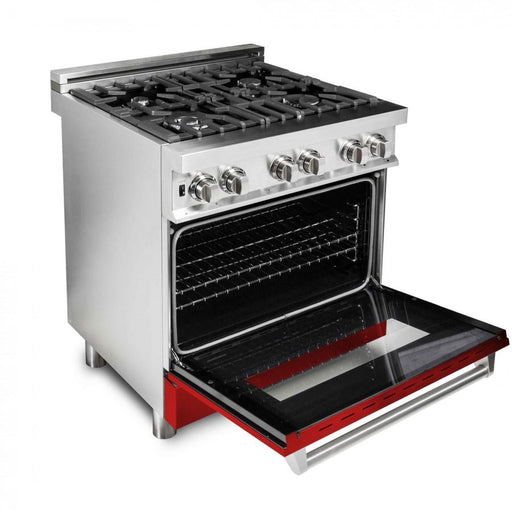 ZLINE 30" Professional Dual Fuel Range, Red Matte Door, RA - RM - 30 - Farmhouse Kitchen and Bath