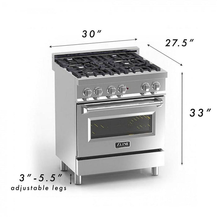 ZLINE 30" Professional Dual Fuel Range, Snow Finish Door, RA - SN - 30 - Farmhouse Kitchen and Bath