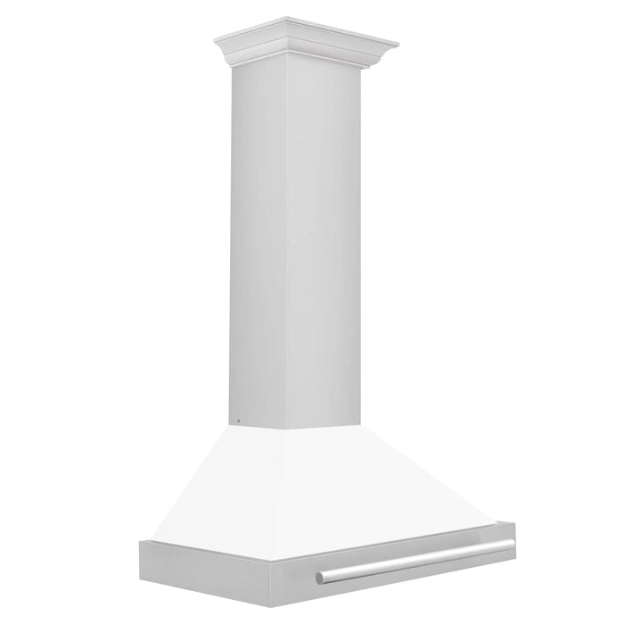 ZLINE 30" Stainless Steel Range Hood with White Matte Shell and Stainless Steel Handle KB4STX - WM - 30 - Farmhouse Kitchen and Bath