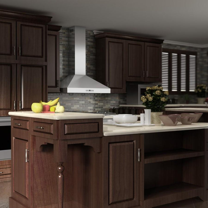 ZLINE 30" Stainless Steel Wall Range Hood, Crown Molding, KL3CRN - 30 - Farmhouse Kitchen and Bath