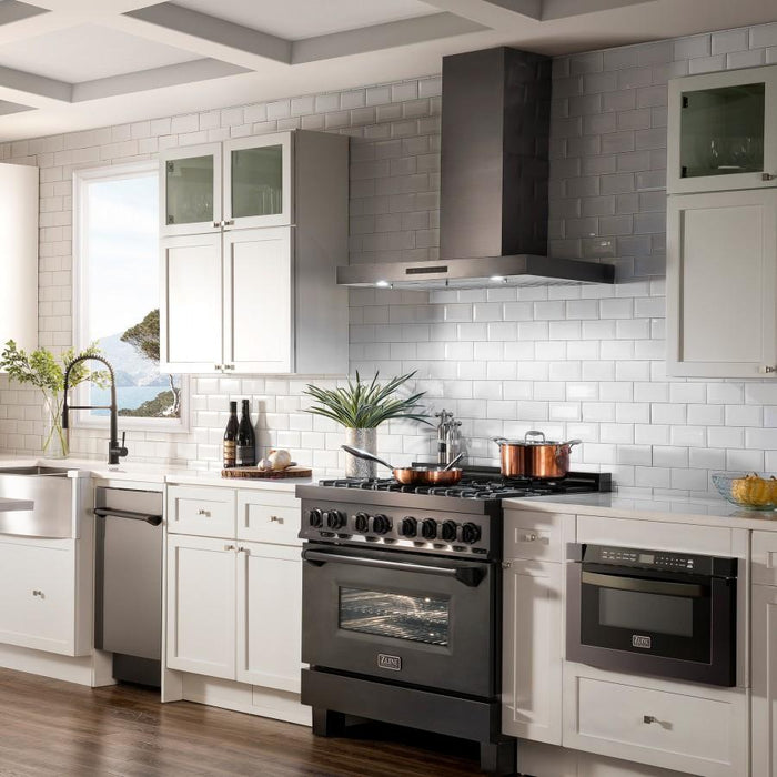 ZLINE 30" Wall Mount Range Hood in Black Stainless Steel, BSKEN - 30 - Farmhouse Kitchen and Bath