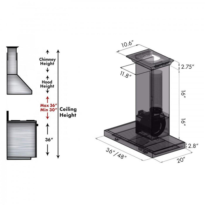 ZLINE 30" Wall Range Hood, CrownSound, Bluetooth Speakers, KECRN - BT - 30 - Farmhouse Kitchen and Bath