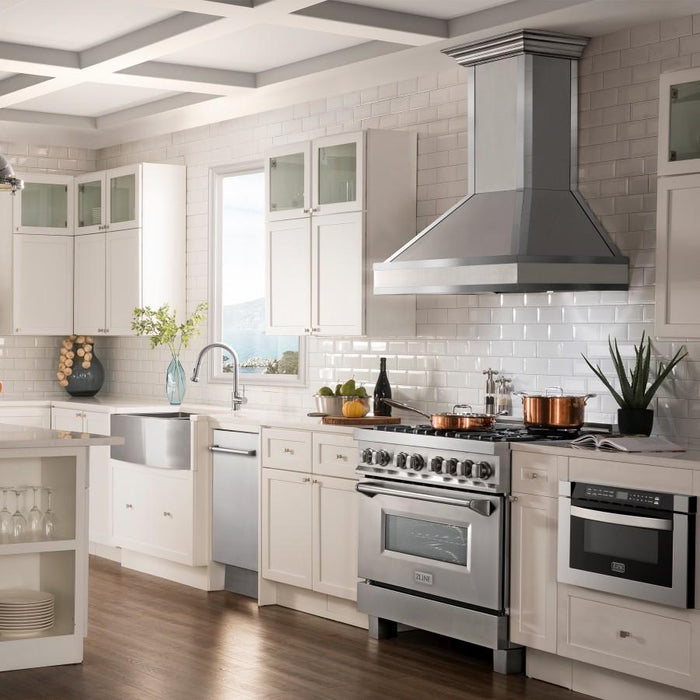 ZLINE 30" Wall Range Hood. DuraSnow Stainless, Mirror Accents, 655MR - 30 - Farmhouse Kitchen and Bath
