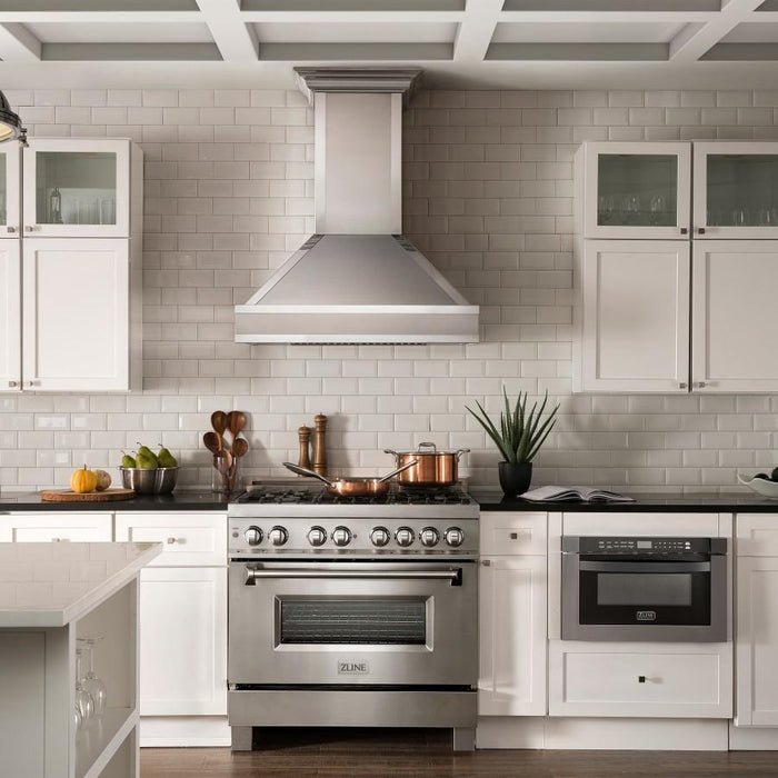 ZLINE 30" Wall Range Hood. DuraSnow Stainless, Mirror Accents, 655MR - 30 - Farmhouse Kitchen and Bath
