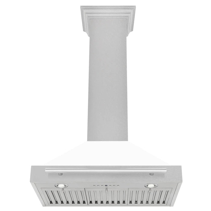 ZLINE 30" White Matte Range Hood, Stainless Steel Handle KB4SNX - WM - 30 - Farmhouse Kitchen and Bath