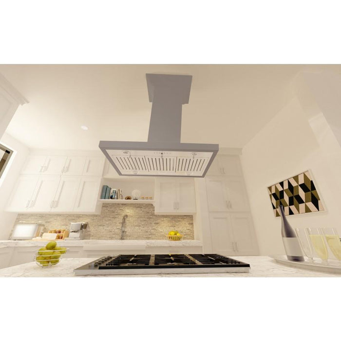 ZLINE 30" Wooden Island Range Hood in Gray, KBiUU - 30 - Farmhouse Kitchen and Bath