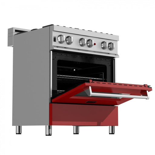 ZLINE 30"Professional Dual Fuel Range, Snow Stainless, Red Matte Door, RAS - RM - 30 - Farmhouse Kitchen and Bath