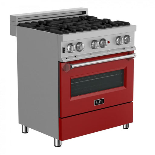 ZLINE 30"Professional Dual Fuel Range, Snow Stainless, Red Matte Door, RAS - RM - 30 - Farmhouse Kitchen and Bath