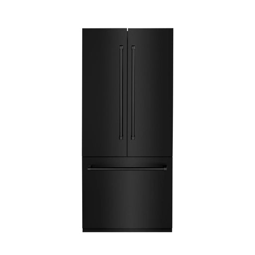 ZLINE 36" 19.6 cu. ft. 3 - Door French Door Freezer Refrigerator with Internal Water and Ice Dispenser in Black Stainless Steel - RBIV - BS - 36 - Farmhouse Kitchen and Bath