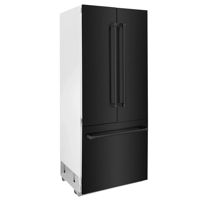 ZLINE 36" 19.6 cu. ft. 3 - Door French Door Freezer Refrigerator with Internal Water and Ice Dispenser in Black Stainless Steel - RBIV - BS - 36 - Farmhouse Kitchen and Bath