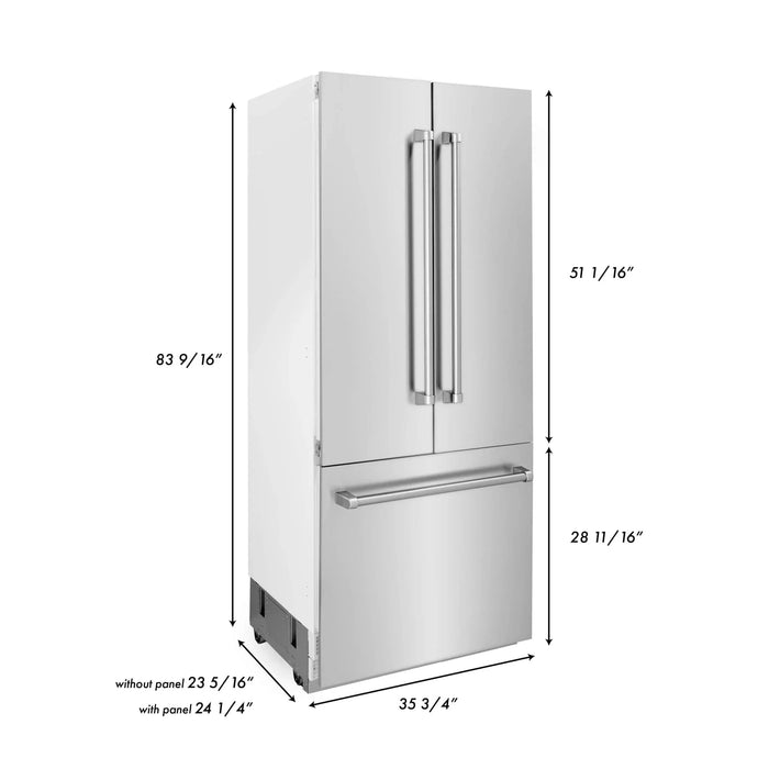 ZLINE 36" 19.6 cu. ft. Built - In 3 - Door French Door Refrigerator with Internal Water and Ice Dispenser in Stainless Steel RBIV - 304 - 36 - Farmhouse Kitchen and Bath
