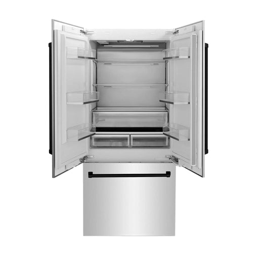 ZLINE 36" Autograph 19.6 cu. ft. 2 - Door Bottom Freezer Fridge Water/Ice Dispenser Stainless Steel Matte Black Accents RBIVZ - 304 - 36 - MB - Farmhouse Kitchen and Bath