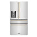 ZLINE 36" Autograph 21.6 cu. ft French Door Refrigerator with Ice Maker in Stainless Steel RFMZ - W - 36 - G - Farmhouse Kitchen and Bath