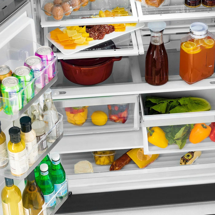 ZLINE 36" Autograph 22.5 cu. ft French Door Refrigerator with Ice Maker in Fingerprint Resistant Stainless Steel RFMZ - 36 - CB - Farmhouse Kitchen and Bath