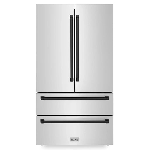 ZLINE 36" Autograph 22.5 cu. ft French Door Refrigerator with Ice Maker in Fingerprint Resistant Stainless Steel RFMZ - 36 - MB - Farmhouse Kitchen and Bath