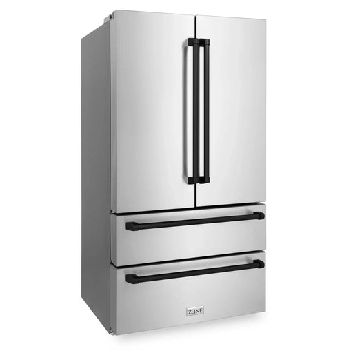 ZLINE 36" Autograph 22.5 cu. ft French Door Refrigerator with Ice Maker in Fingerprint Resistant Stainless Steel RFMZ - 36 - MB - Farmhouse Kitchen and Bath
